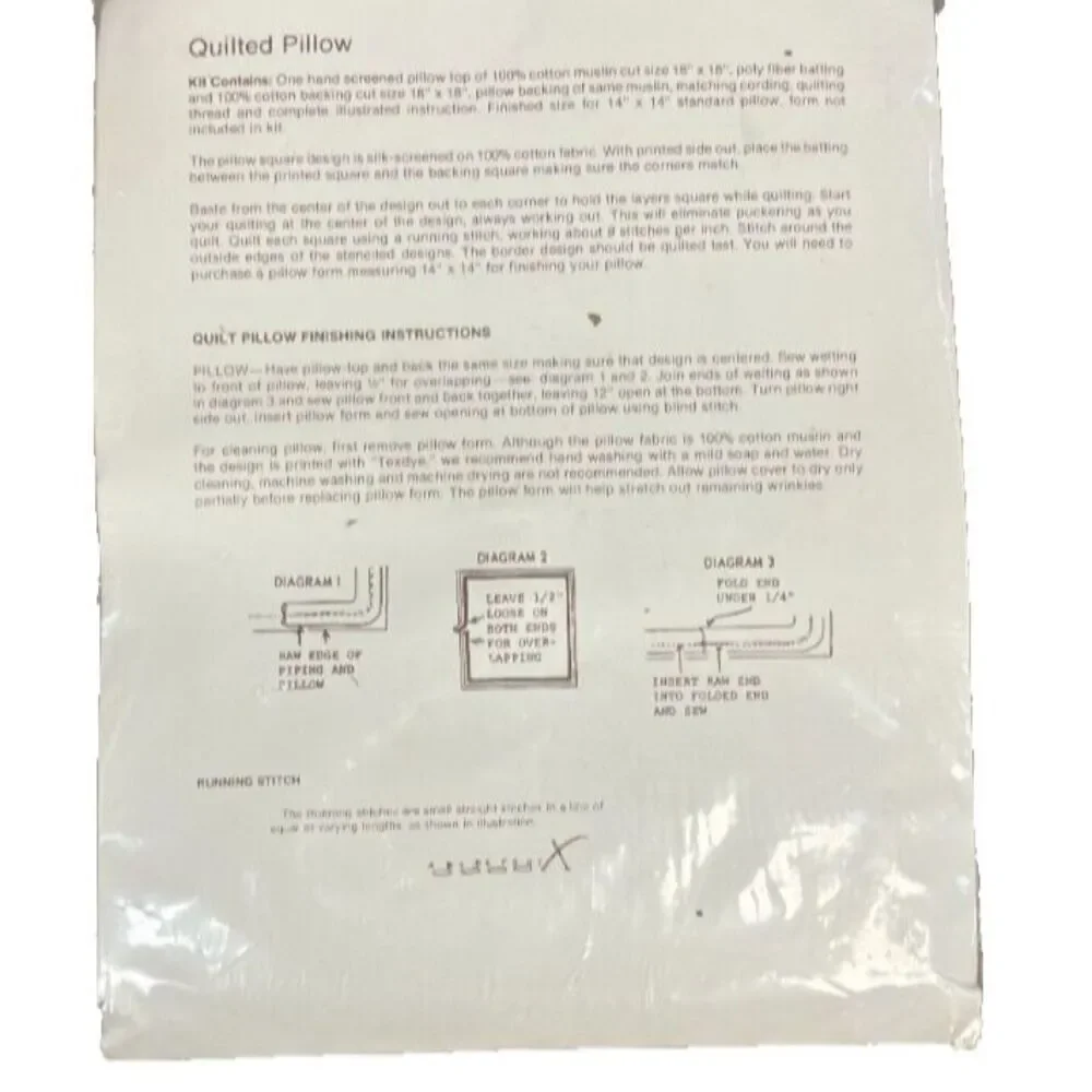 New Cathy Needlecraft Stenciled Pillow For Hand-Quilting Country Early American